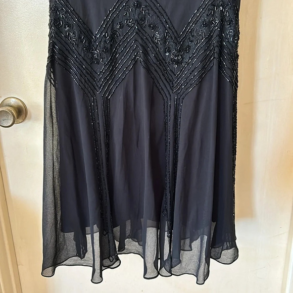 J Kara beaded 1920’s art deco  black chiffon dress size 12 - Picture 6 of 10